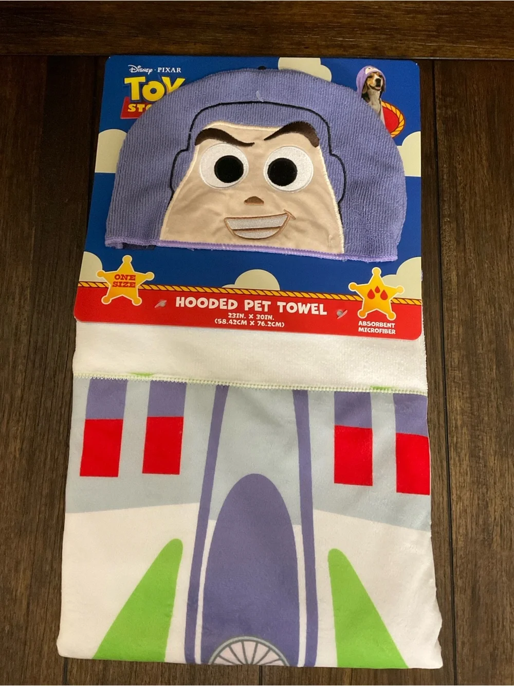 Toy Story Buzz Lightyear Hooded Pet Towel & Plush Dog Toy - Purple/White/Green